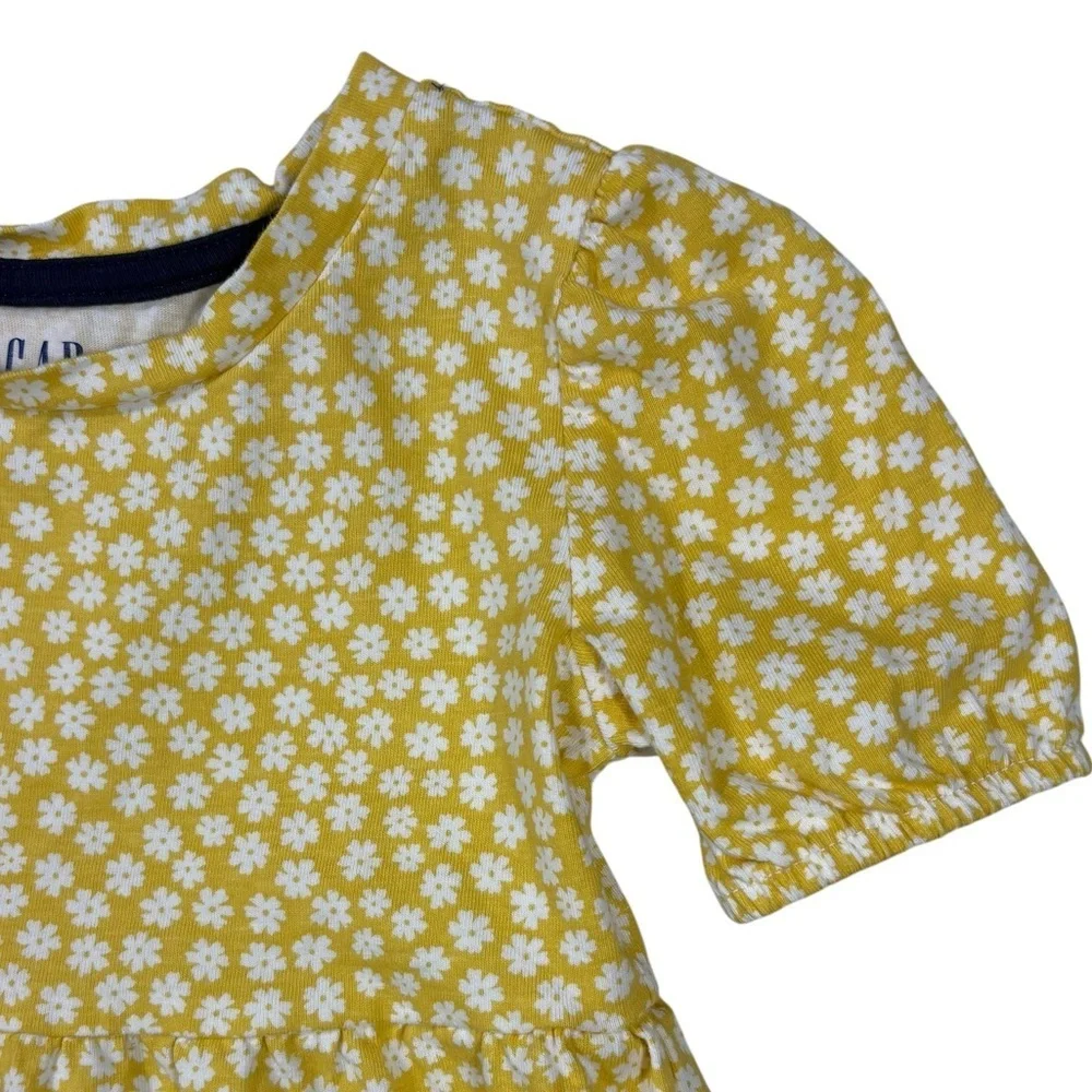 Gap Kids Yellow Floral Cotton Tiered Dress | Size 5